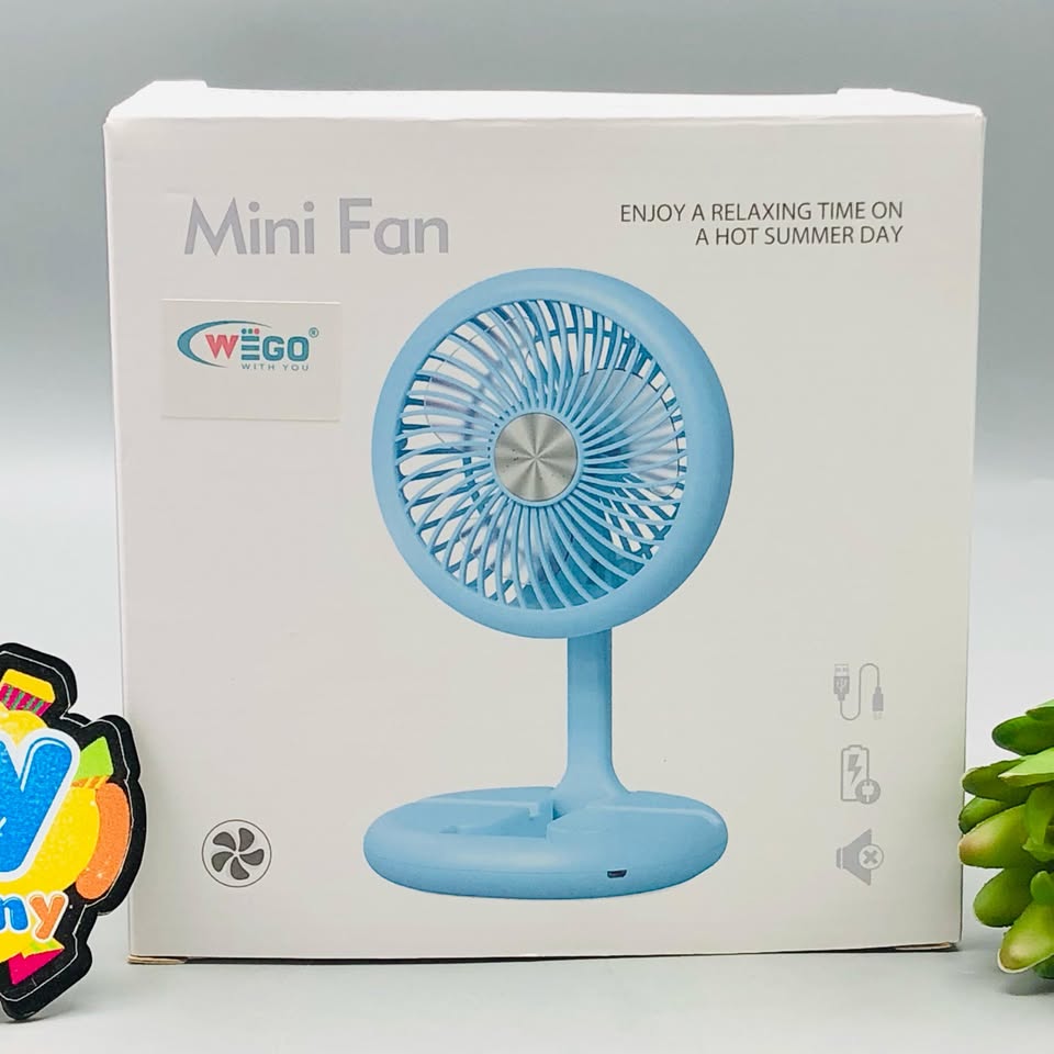 9" Rechargeable & Foldable Three Speed Desktop Fan With Light