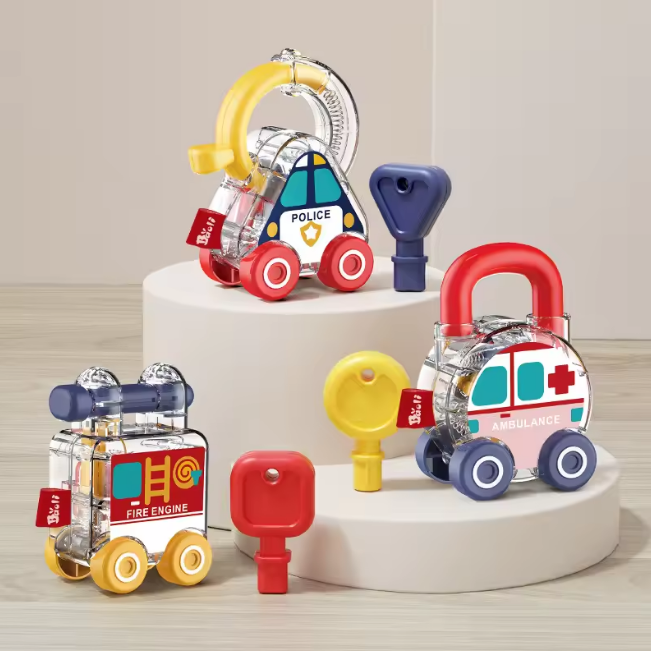3Pcs Montessori Lock & Key Cars