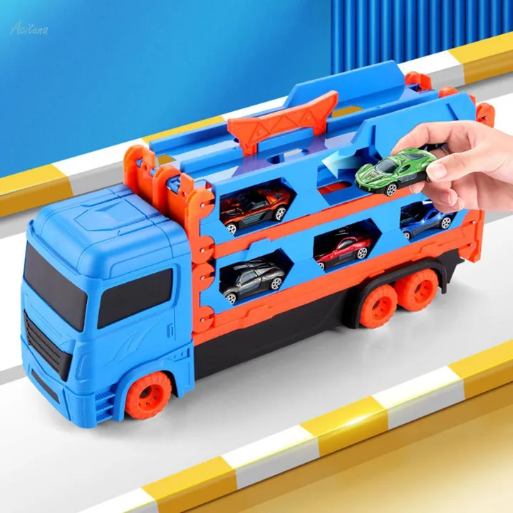2in1 Kids Ejection Foldable Truck Track Set - 6Pcs Cars