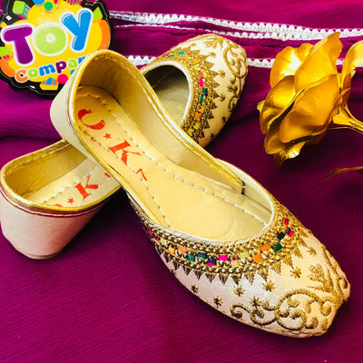 Hand-Made Multani Khussa For Girls Multi-Off White