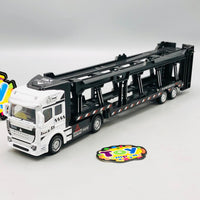 Diecast Car Carrier Truck With Trailer - 3Pcs Cars
