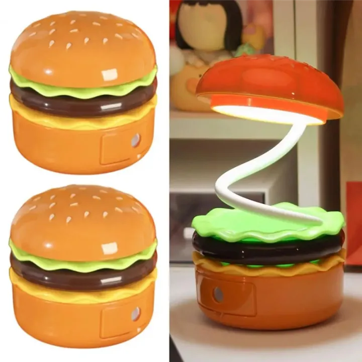 Rechargeable Cute Burger Table Lamp With Sharpener
