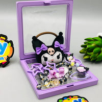 10Pcs Girls Kuromi Themed Hair Accessories Set - Black