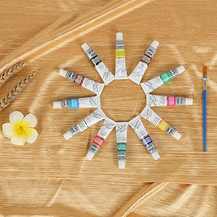 12Pcs Glass Color Paint Set With Artist Brush