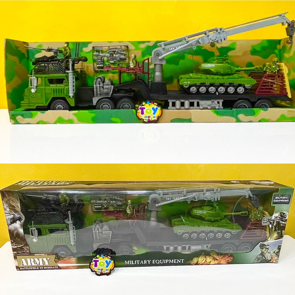 Army Carrier Trailer with Tank, Figures & Accessories