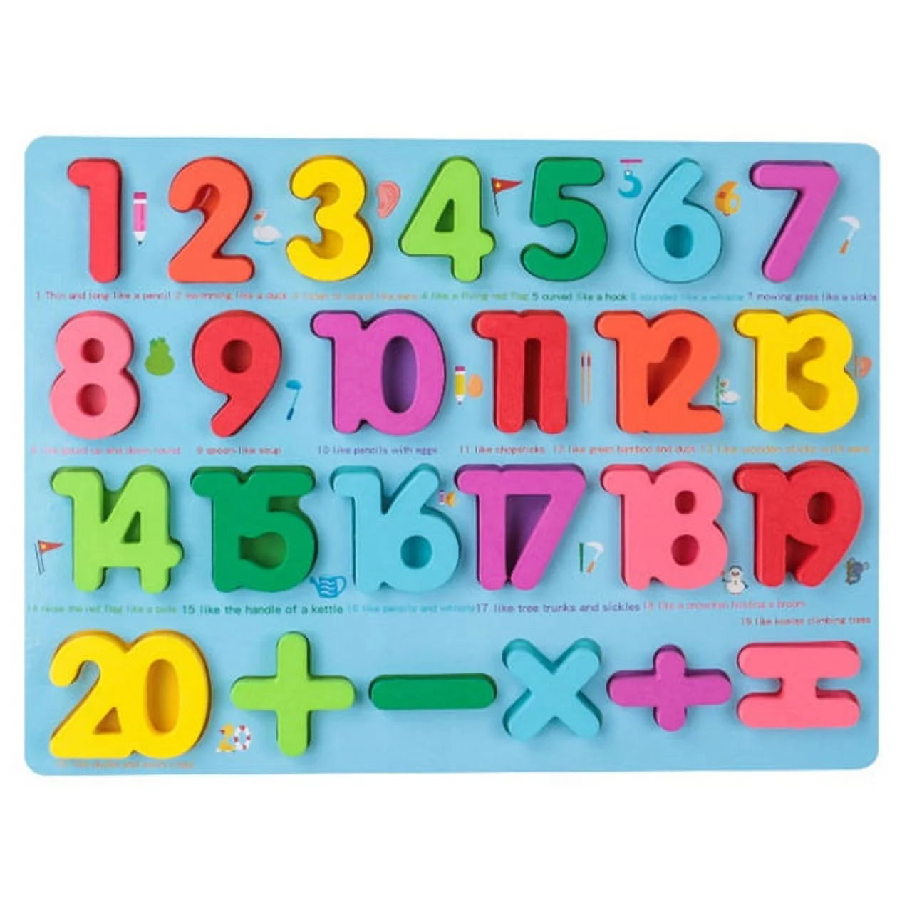 3D Wooden 1-20 Number With Mathematical Signs Board
