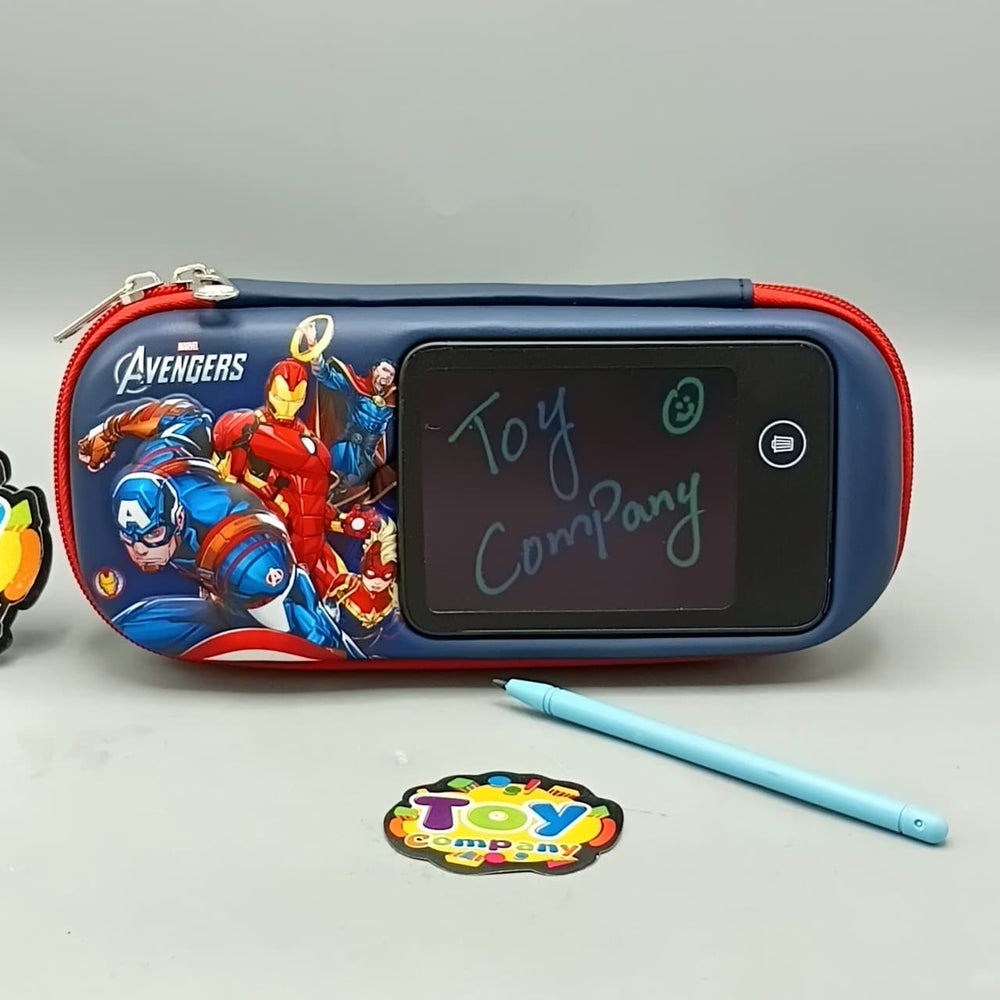 Avengers Themed Kids Pencil Pouch With LCD Writing Tablet