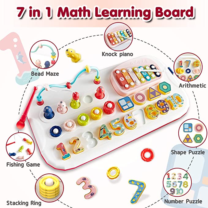 7in1 Multi-Functional Montessori Puzzle Stacking Block Toy
