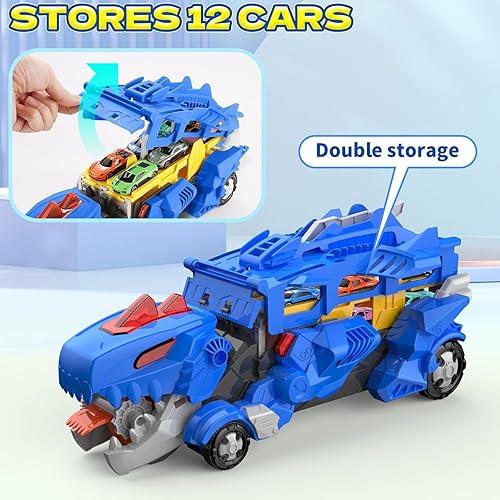2in1 Foldable Dinosaur Truck Track With 2Pcs Alloy Cars