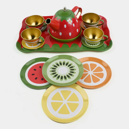 14Pcs Metal Fruit Themed Tea Set For Kids