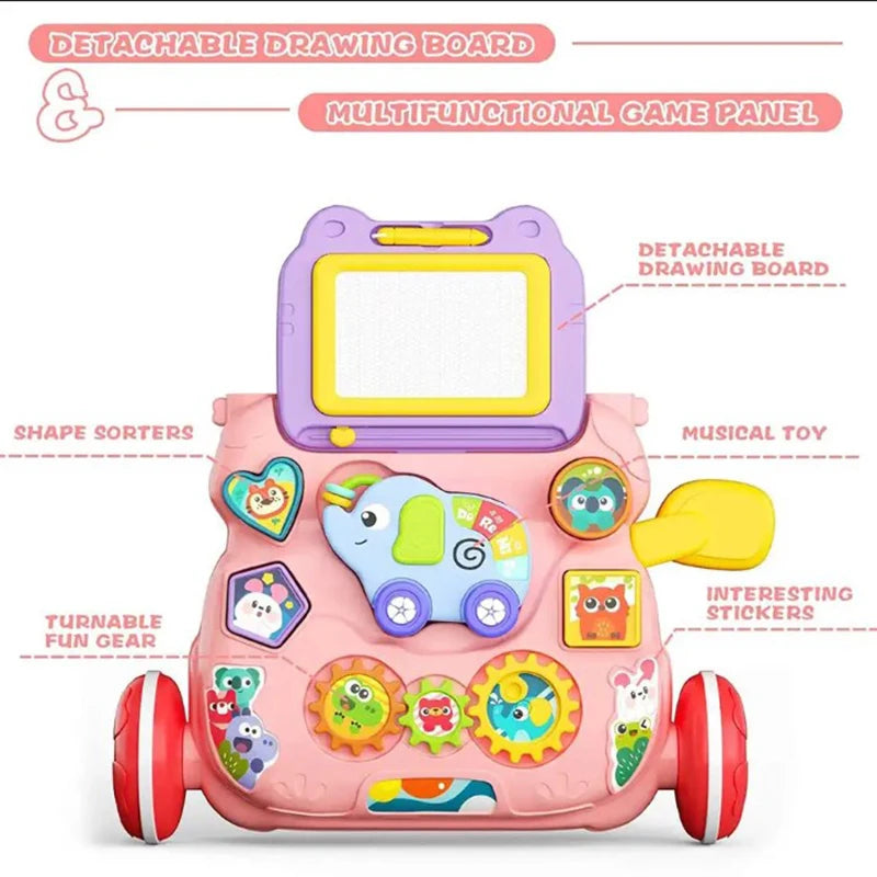Huanger Baby Musical Walker With Dazzling Lights -  Pink