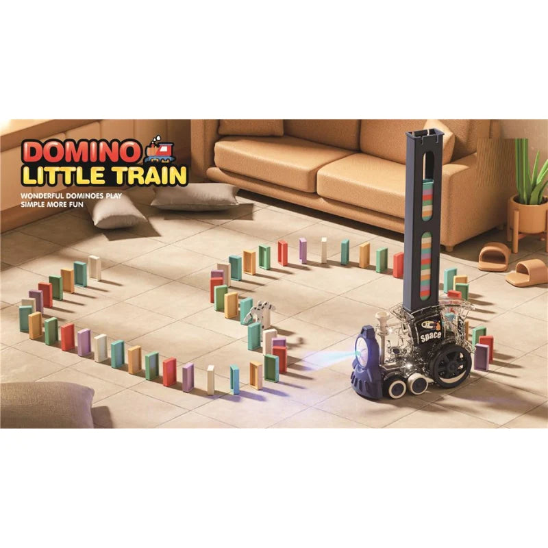 60Pcs Light Space Domino Little Train