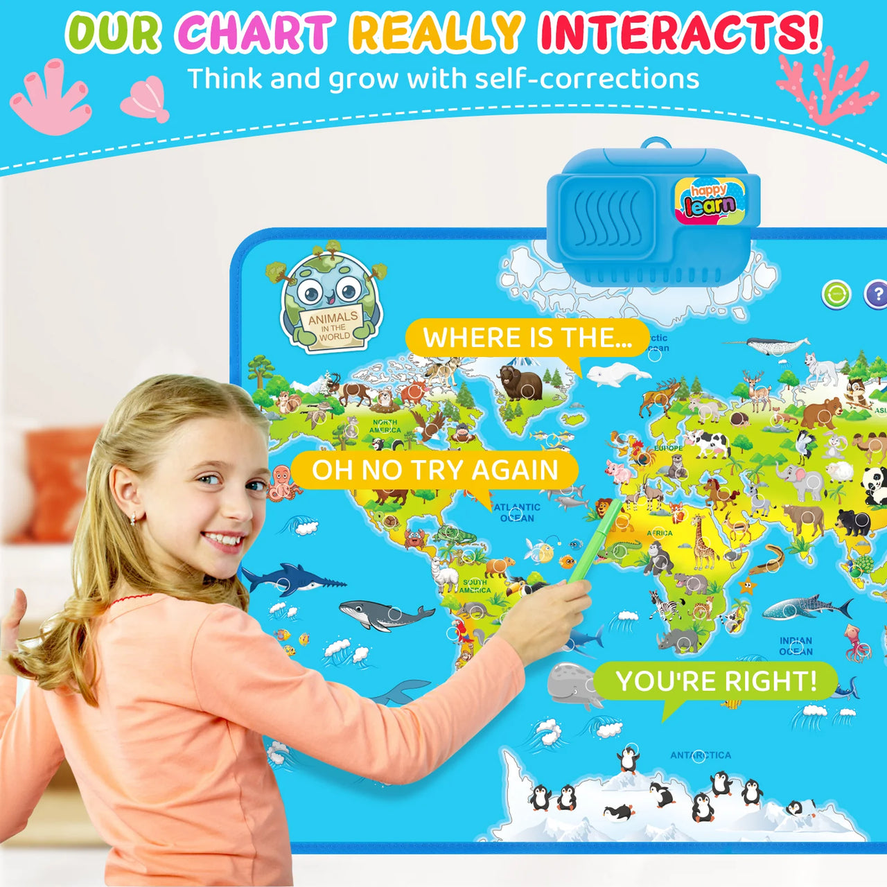 Multi-functional Baby Animals World Musical Map