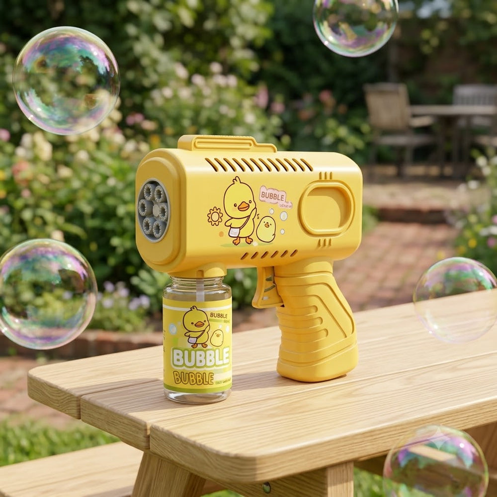 Battery Operated Cute Duck Colorful Bubble Gun