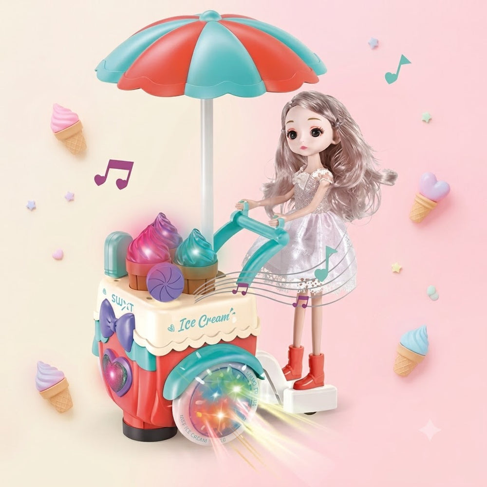 Battery Operated Girl Ice-cream Musical Trolley Toy
