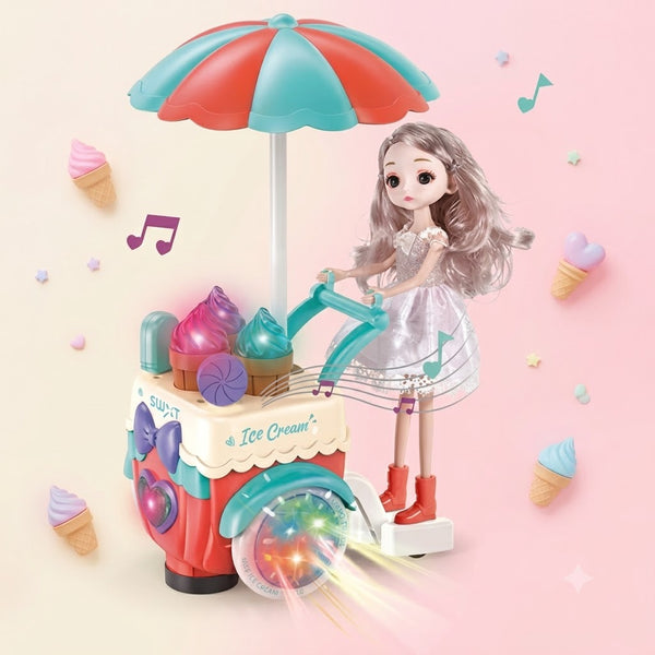 Battery Operated Girl Ice-cream Musical Trolley Toy