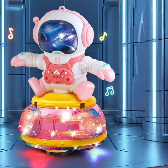 Battery Operated Kids Spinning Spaceman With Light & Music