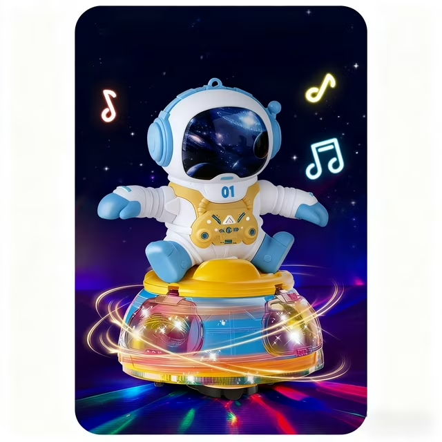Battery Operated Kids Spinning Spaceman With Light & Music