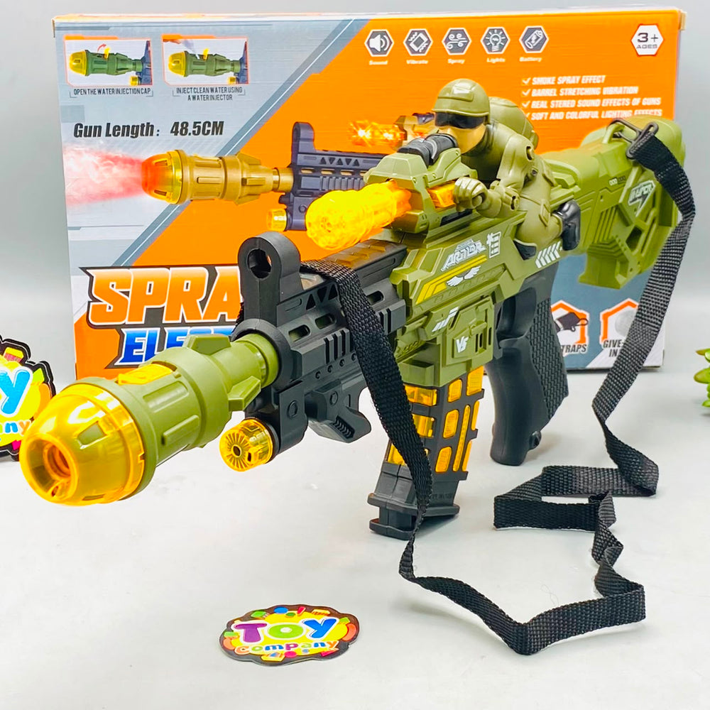 Battery Operated Military Gun With Light & Spray