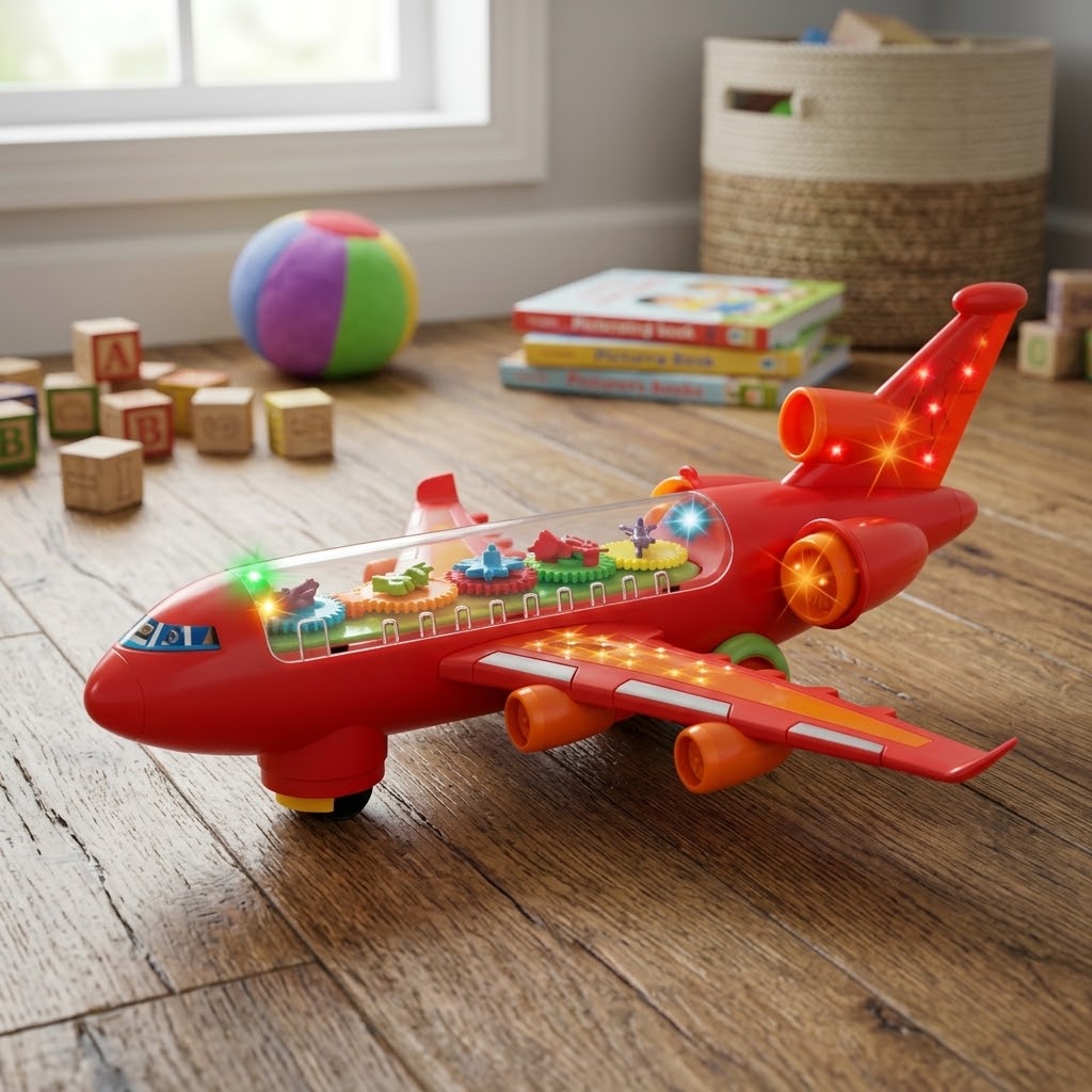 Battery Operated Musical Gear Airliner With Lights