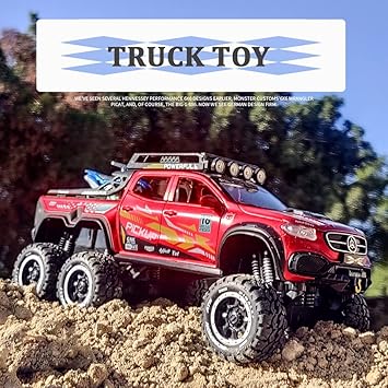 1:24 Diecast Mercedes X-Class 6X6 Pickup Truck With Mini Bike