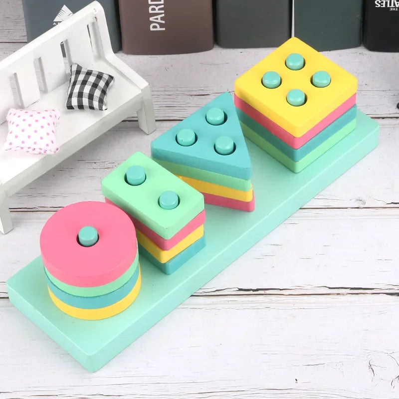 Wooden Geometry Shapes - 4 Columns Set