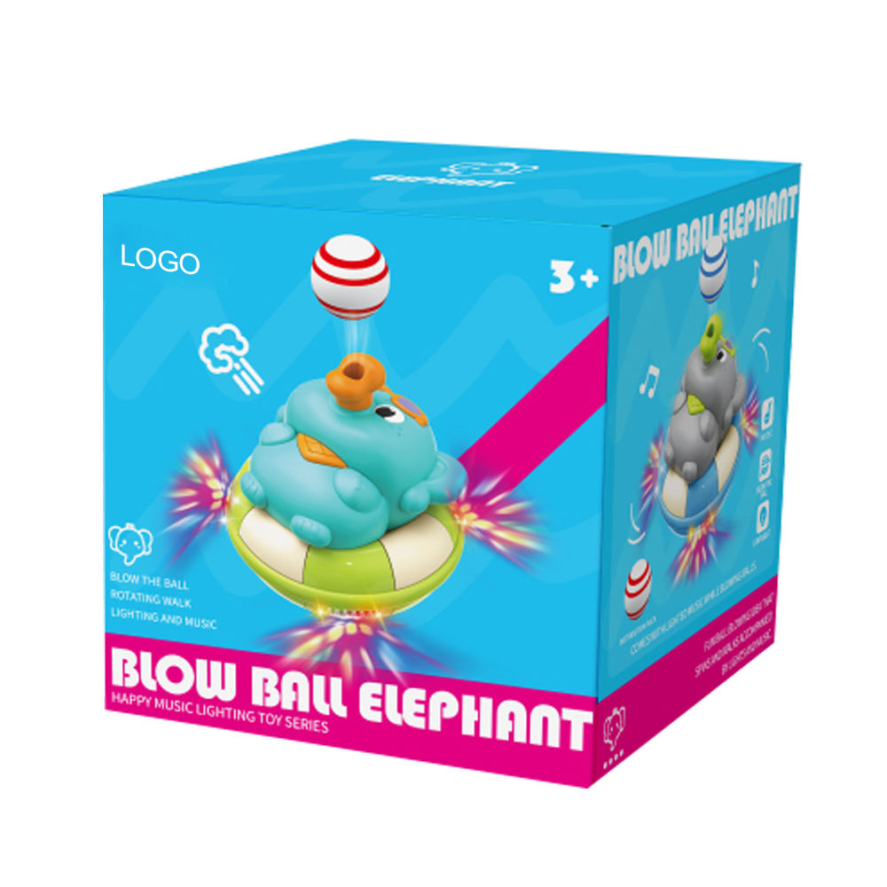 Cute Elephant Musical Ball Blowing Toy With Lights