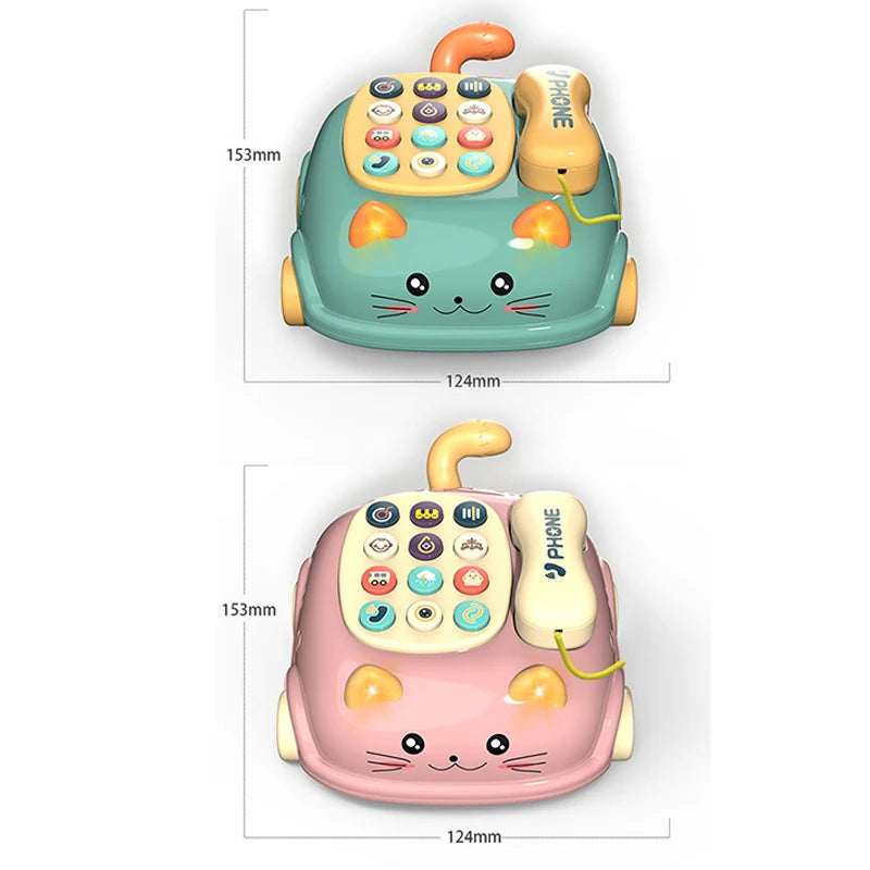 Cat Design Pull Along Musical Telephone Car For Kids