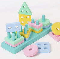 Wooden Geometry Shapes - 4 Columns Set