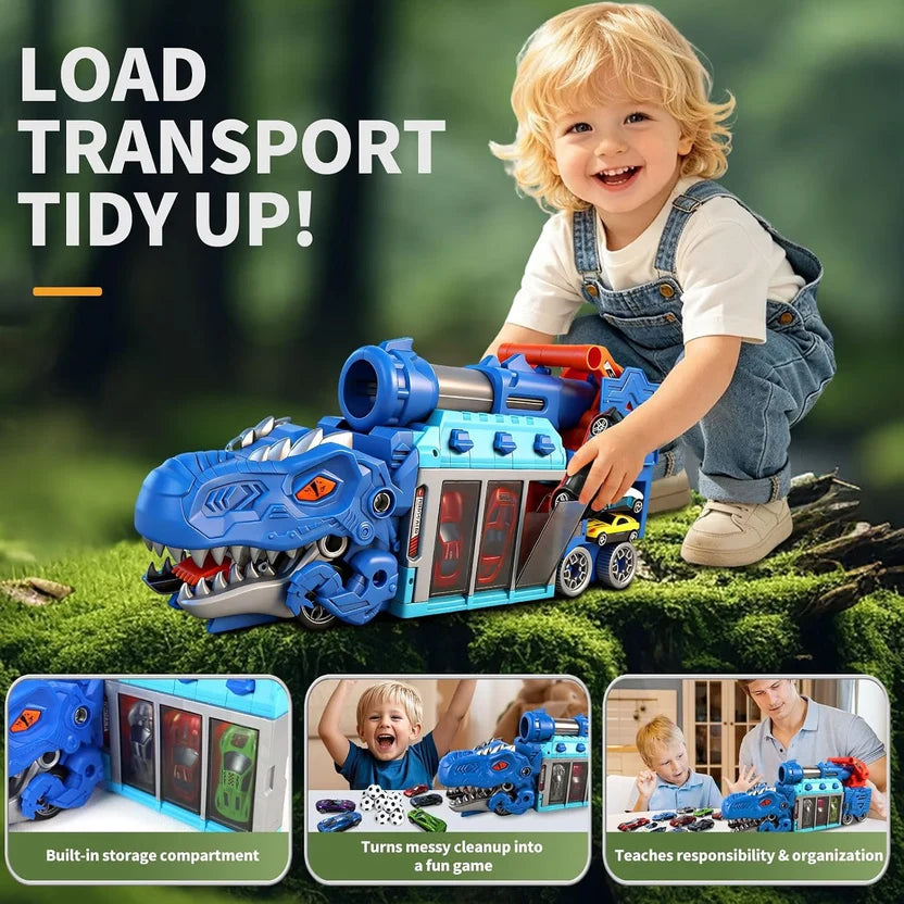 Dinosaur Cannon Launcher Truck With 6Pcs Cars