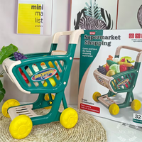 32Pcs Kids Pretend Super Market Shopping Cart