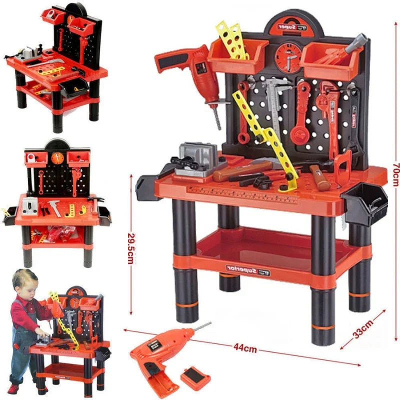 Pretend Play Kids Tool Bench Set With Electric Drill