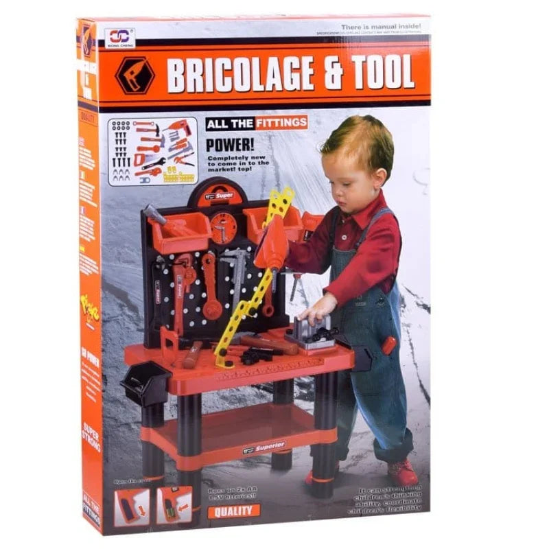 Pretend Play Kids Tool Bench Set With Electric Drill
