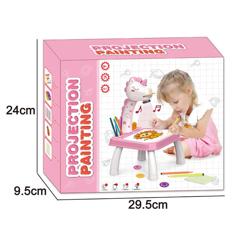 Kids Unicorn LED Projection Painting Table