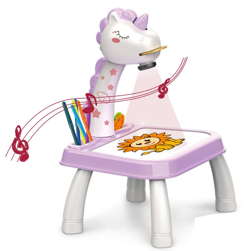 Kids Unicorn LED Projection Painting Table