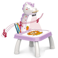 Kids Unicorn LED Projection Painting Table