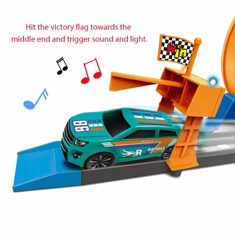 32Pcs Car  Ejector Track Set With Light & Sound