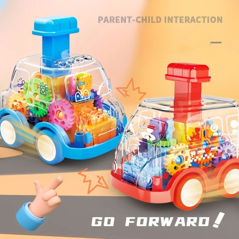 Cute Transparent Body Push & Go Gear Bus