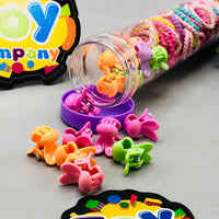 Girls Colorful Mini Hair Ties & Claw Clips With Storage Box