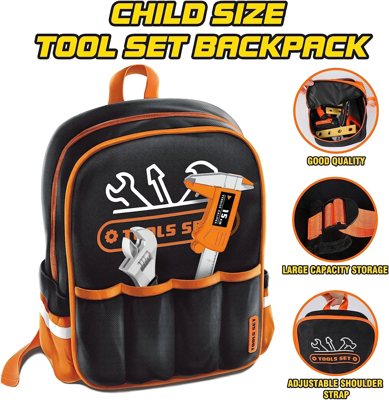 26Pcs Pretend Play Kids Tool Set With Storage Handbag