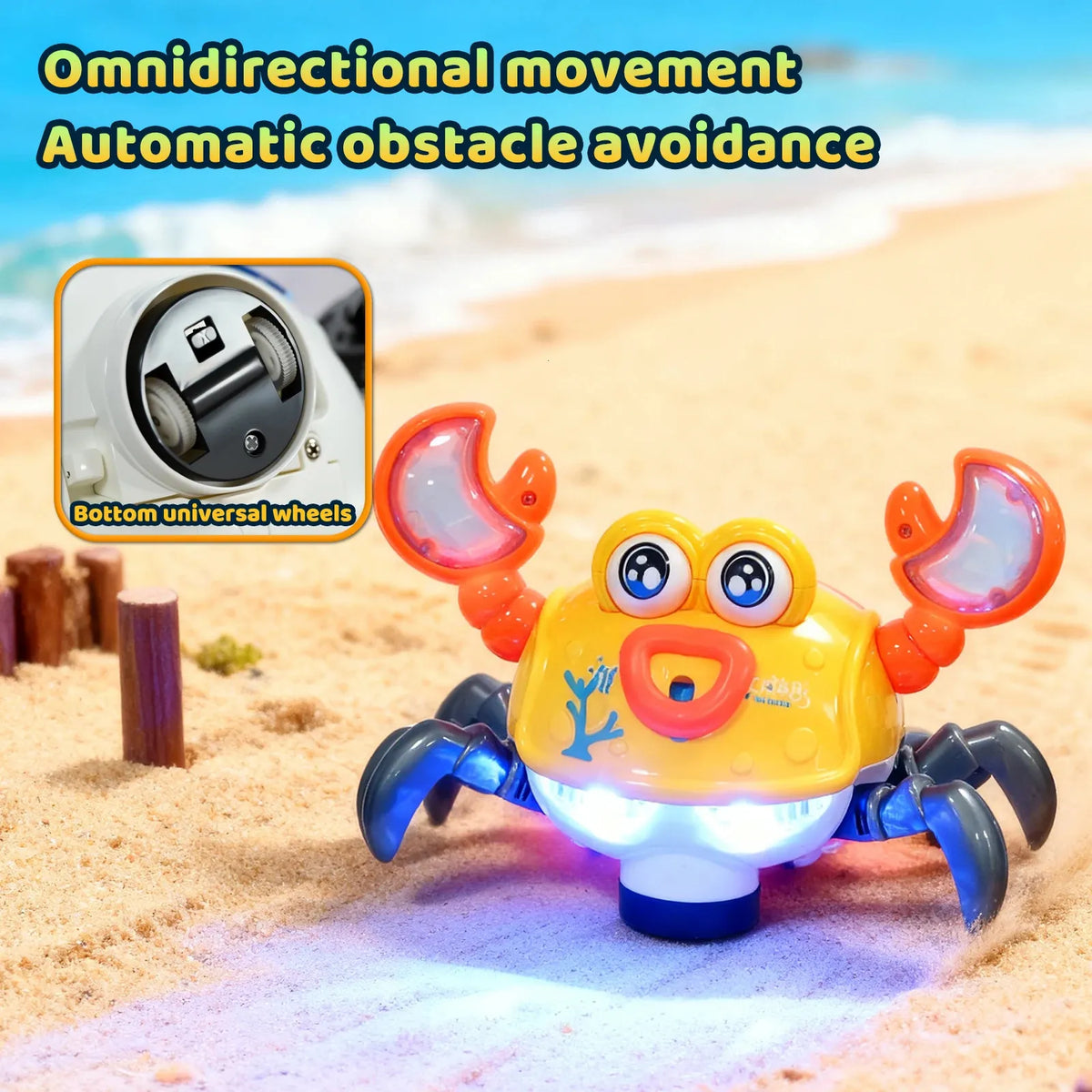Battery Operated Cute Cartoon Musical Crab With Light