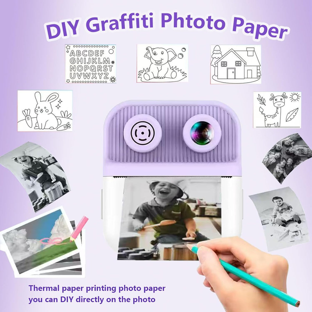 Kids Cute Dual Lens Instant Digital Print Camera