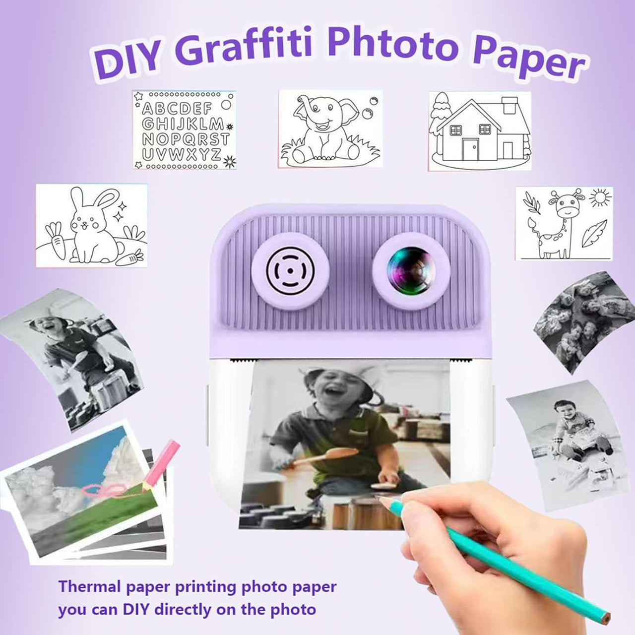 Kids Cute Dual Lens Instant Digital Print Camera