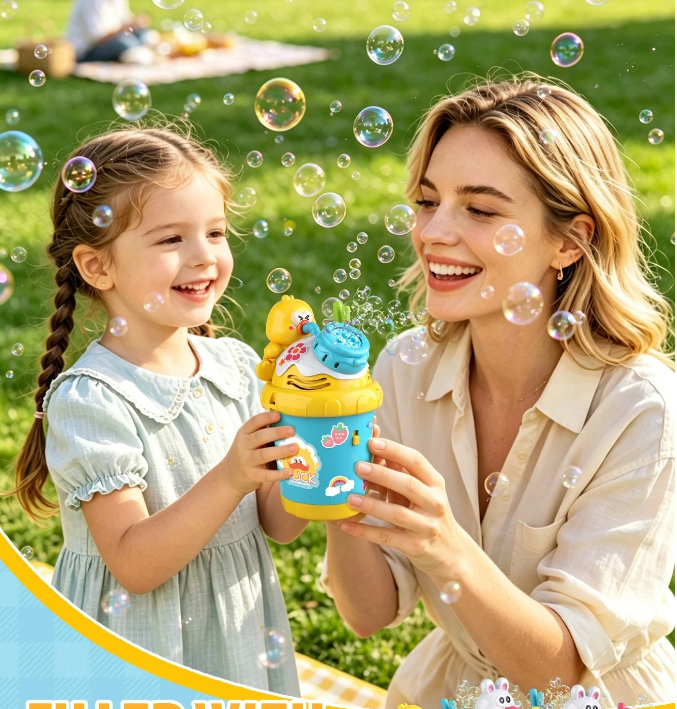 Battery Operated Cute Duck Colorful Bubble Cup