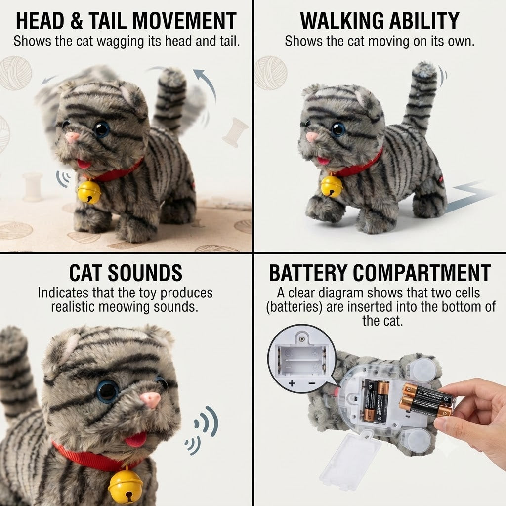 Cute Walking Plush Cat With Sound