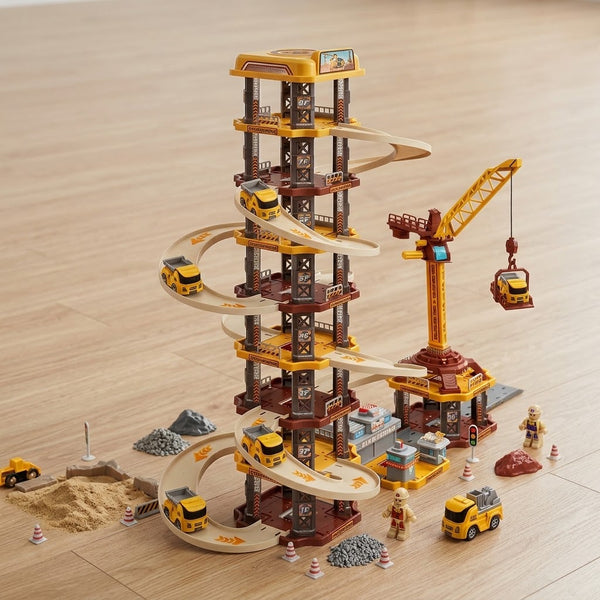 DIY 124Pcs Car Parking Garage Construction Track Set