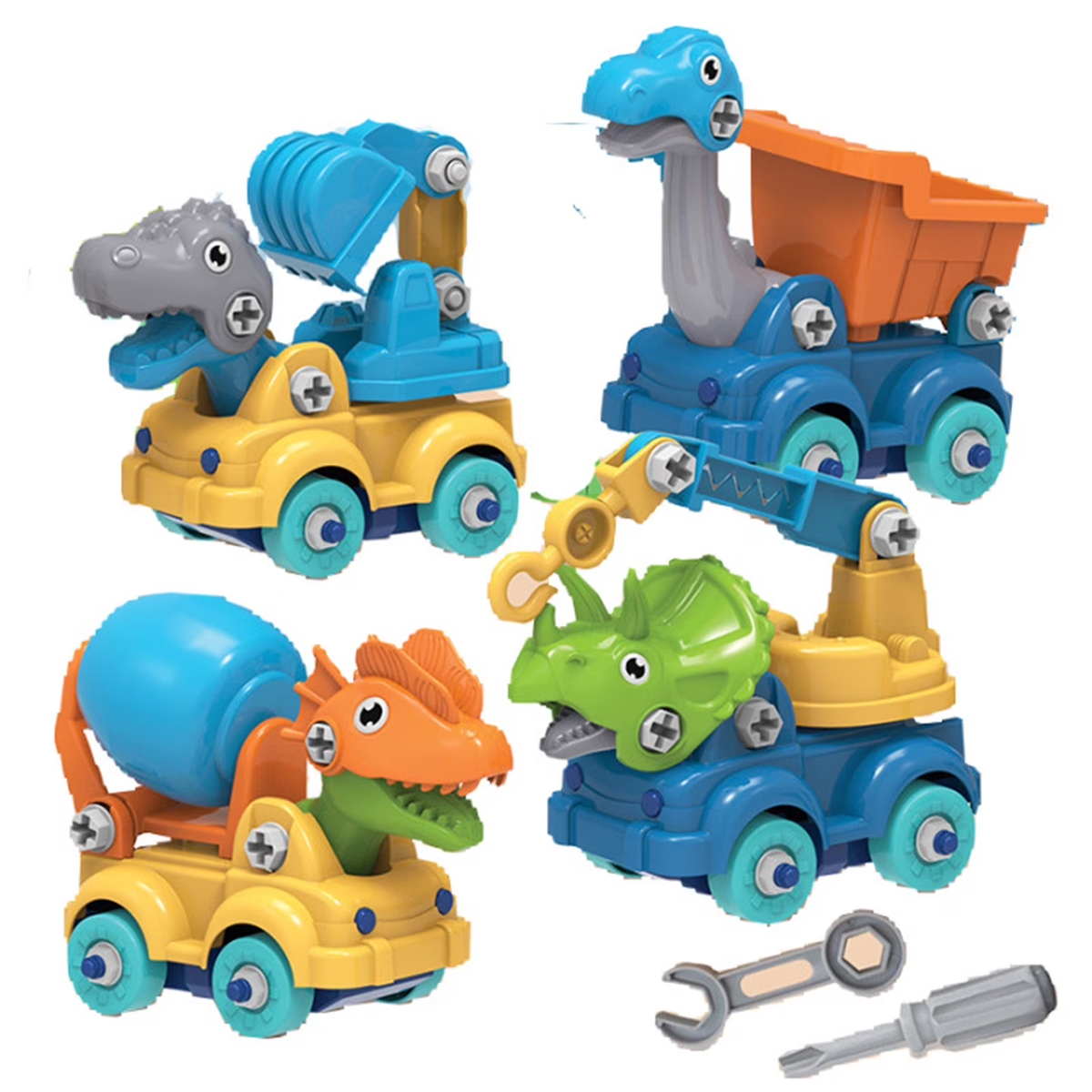 13Pcs DIY Kids Dino Construction Screw Vehicles