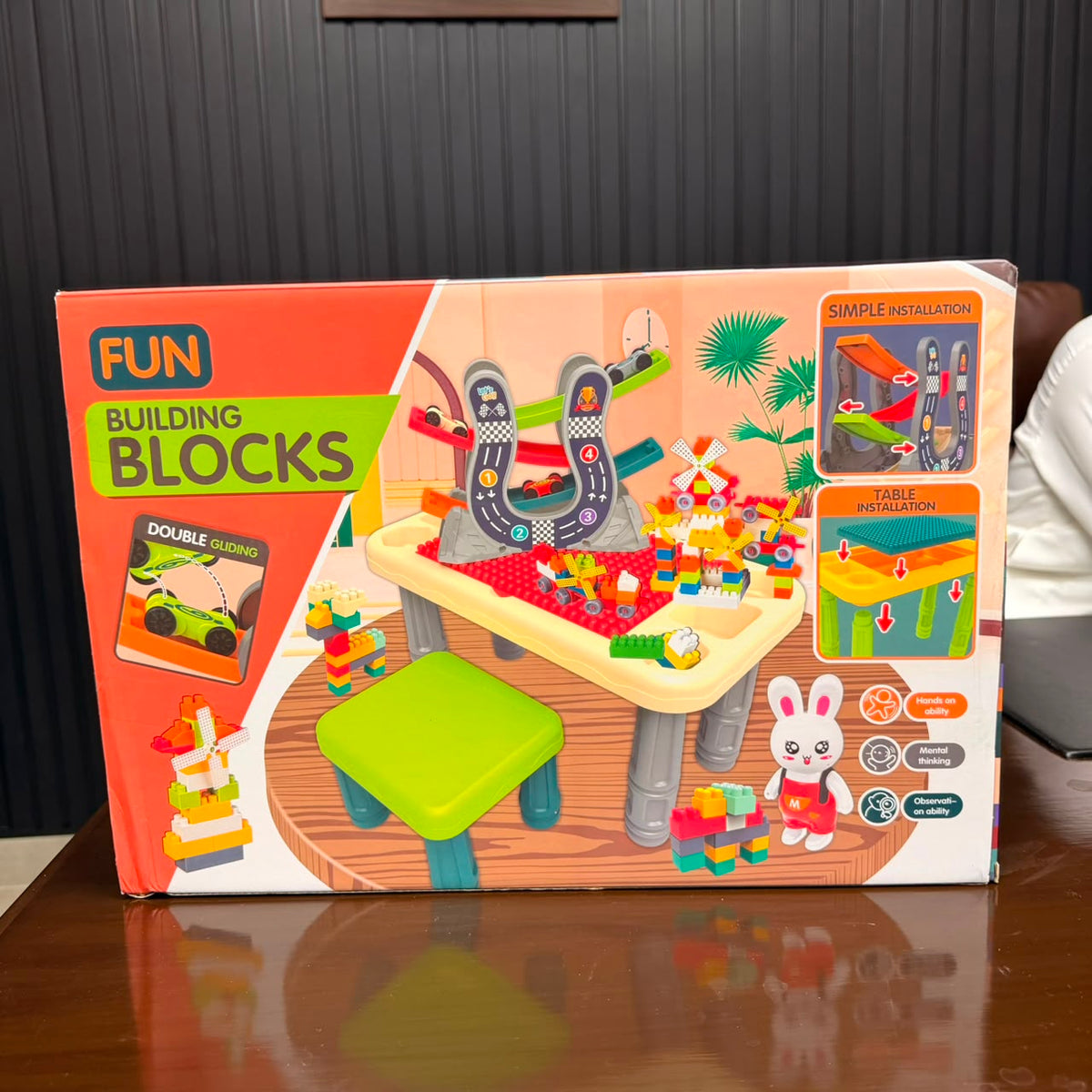 DIY Kids Multi-functional Building Blocks Table With Stool
