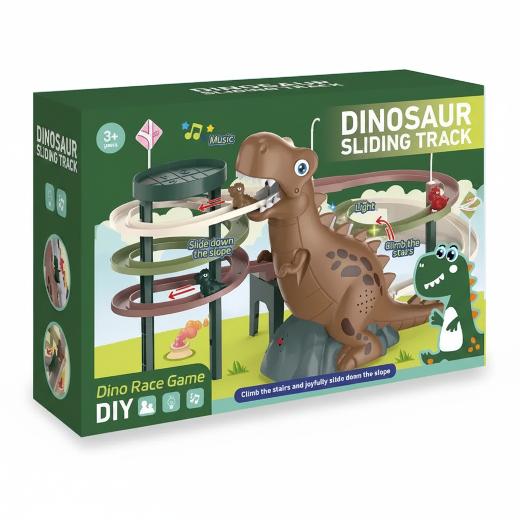 DIY Mini Dinosaur Slide Racing Track Set