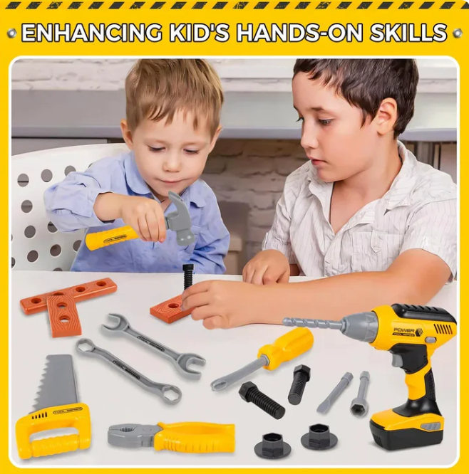 28Pcs DIY Pretend Play Tools Briefcase With Electric Drill